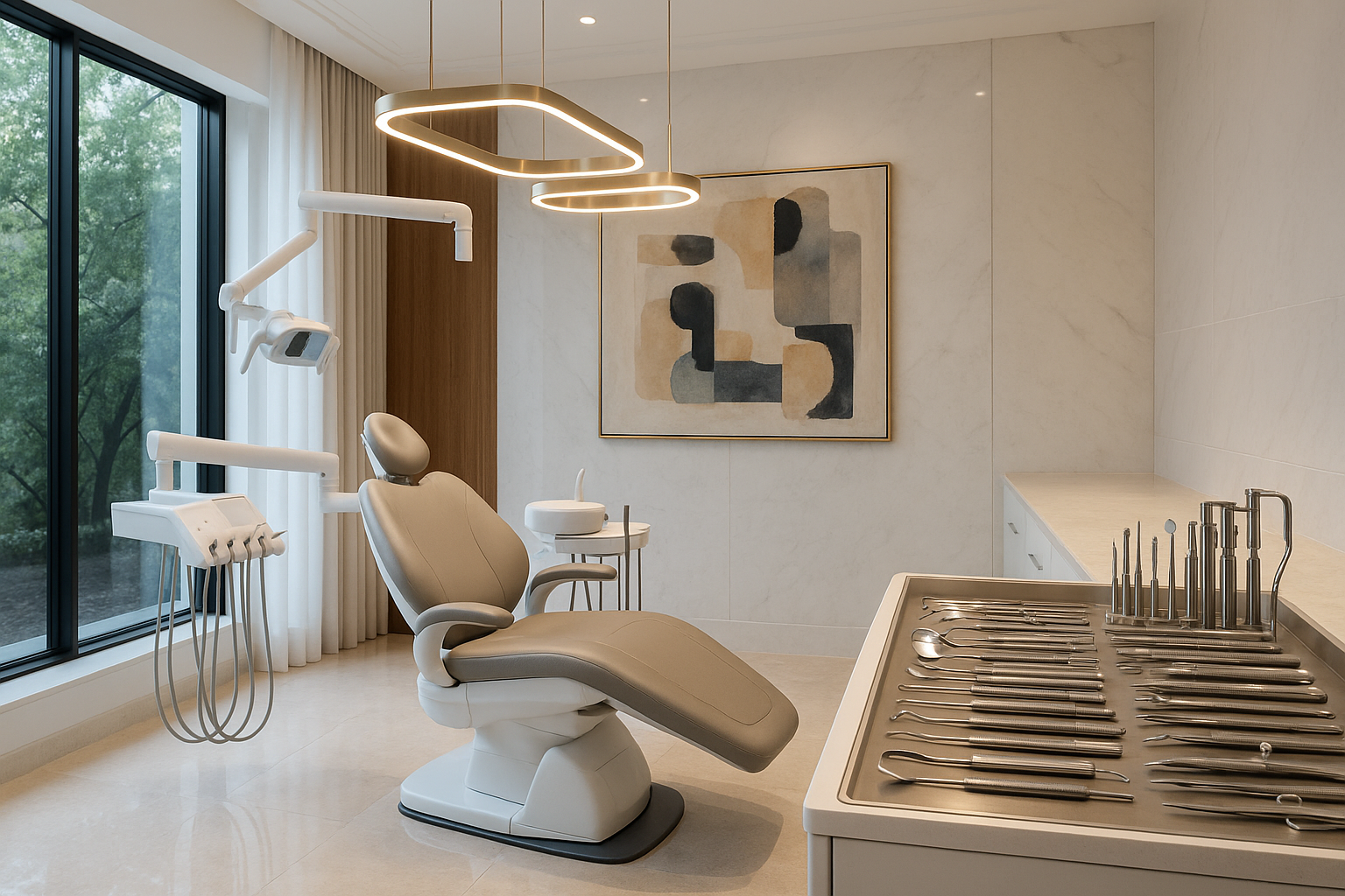 En el lado derecho agrega utensilios de dentista